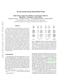 3D Adversarial Attacks Beyond Point Cloud