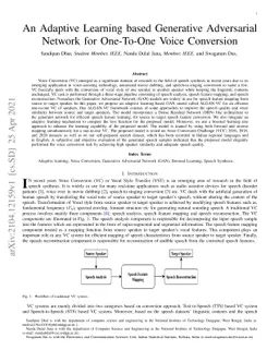 An Adaptive Learning based Generative Adversarial Network for One-To-One
  Voice Conversion