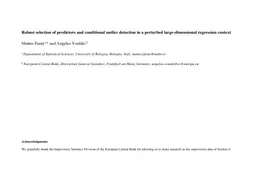 Robust selection of predictors and conditional outlier detection in a
  perturbed large-dimensional regression context