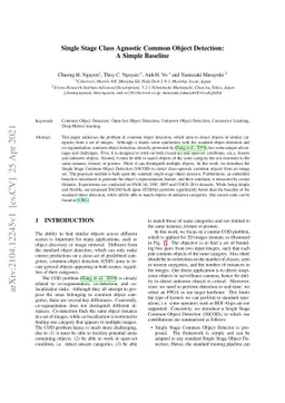 Single Stage Class Agnostic Common Object Detection: A Simple Baseline