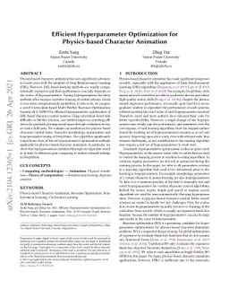 Efficient Hyperparameter Optimization for Physics-based Character
  Animation