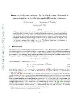Wasserstein distance estimates for the distributions of numerical
  approximations to ergodic stochastic differential equations