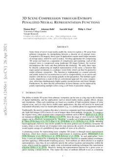 3D Scene Compression through Entropy Penalized Neural Representation
  Functions