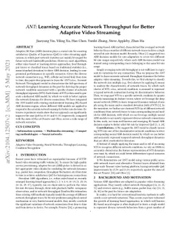 ANT: Learning Accurate Network Throughput for Better Adaptive Video
  Streaming