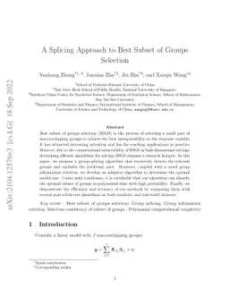 A Splicing Approach to Best Subset of Groups Selection