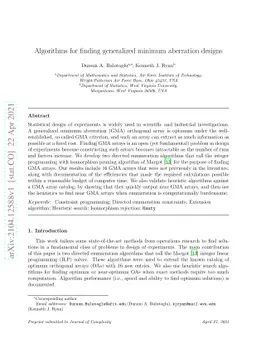 Algorithms for finding generalized minimum aberration designs
