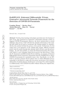 FedDPGAN: Federated Differentially Private Generative Adversarial
  Networks Framework for the Detection of COVID-19 Pneumonia