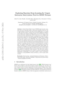 Exploring Bayesian Deep Learning for Urgent Instructor Intervention Need
  in MOOC Forums