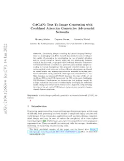 CAGAN: Text-To-Image Generation with Combined Attention GANs