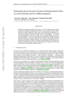 Towards Sustainable Census Independent Population Estimation in
  Mozambique