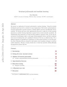 Invariant polynomials and machine learning