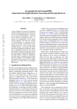 GermanQuAD and GermanDPR: Improving Non-English Question Answering and
  Passage Retrieval