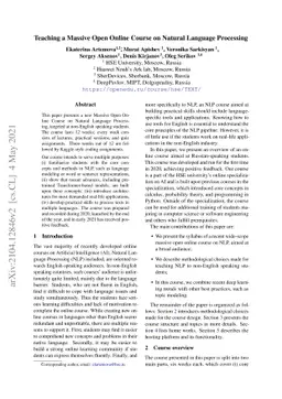 Teaching a Massive Open Online Course on Natural Language Processing