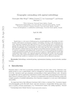 Geographic ratemaking with spatial embeddings