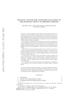 Semantic Analysis for Automated Evaluation of the Potential Impact of
  Research Articles