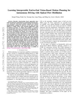 Learning Interpretable End-to-End Vision-Based Motion Planning for
  Autonomous Driving with Optical Flow Distillation