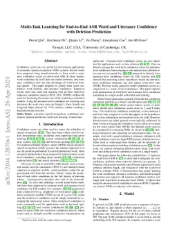 Multi-Task Learning for End-to-End ASR Word and Utterance Confidence
  with Deletion Prediction