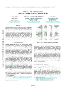 One Billion Audio Sounds from GPU-enabled Modular Synthesis
