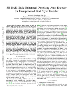 SE-DAE: Style-Enhanced Denoising Auto-Encoder for Unsupervised Text
  Style Transfer