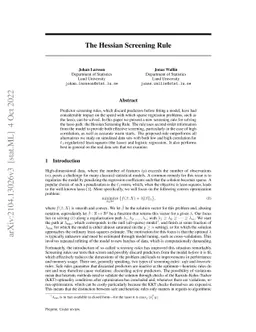The Hessian Screening Rule