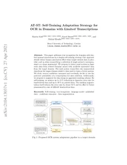 AT-ST: Self-Training Adaptation Strategy for OCR in Domains with Limited
  Transcriptions