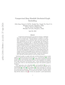 Unsupervised Deep Manifold Attributed Graph Embedding