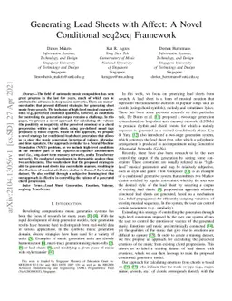 Generating Lead Sheets with Affect: A Novel Conditional seq2seq
  Framework