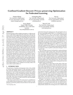 Confined Gradient Descent: Privacy-preserving Optimization for Federated
  Learning