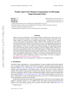 Weakly Supervised Volumetric Segmentation via Self-taught Shape
  Denoising Model