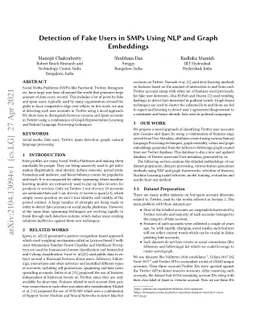 Detection of Fake Users in SMPs Using NLP and Graph Embeddings