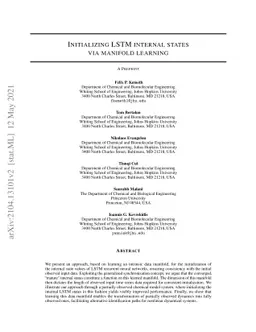 Initializing LSTM internal states via manifold learning