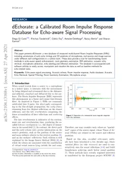 dEchorate: a Calibrated Room Impulse Response Database for Echo-aware
  Signal Processing