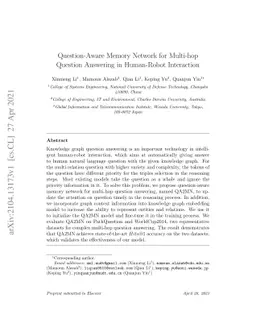 Question-Aware Memory Network for Multi-hop Question Answering in
  Human-Robot Interaction