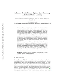 Influence Based Defense Against Data Poisoning Attacks in Online
  Learning