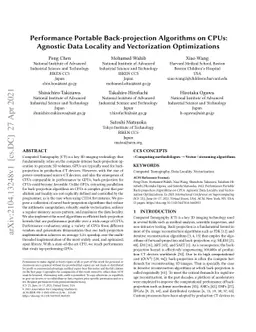 Performance Portable Back-projection Algorithms on CPUs: Agnostic Data
  Locality and Vectorization Optimizations