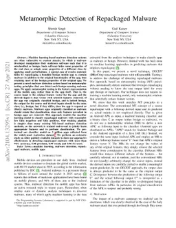 Metamorphic Detection of Repackaged Malware