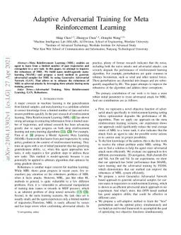 Adaptive Adversarial Training for Meta Reinforcement Learning