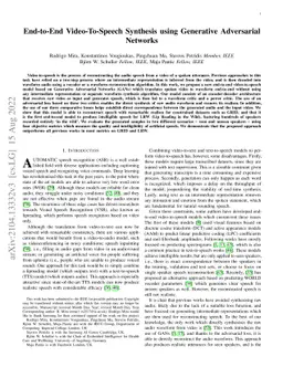 End-to-End Video-To-Speech Synthesis using Generative Adversarial
  Networks