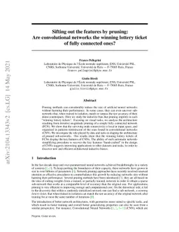 Sifting out the features by pruning: Are convolutional networks the
  winning lottery ticket of fully connected ones?
