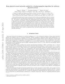Deep physical neural networks enabled by a backpropagation algorithm for
  arbitrary physical systems