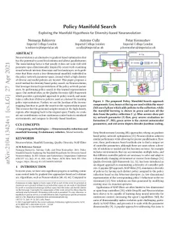 Policy Manifold Search: Exploring the Manifold Hypothesis for
  Diversity-based Neuroevolution