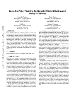 Semi-On-Policy Training for Sample Efficient Multi-Agent Policy
  Gradients
