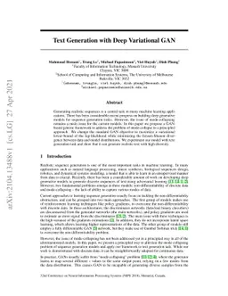 Text Generation with Deep Variational GAN