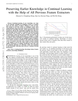 Preserving Earlier Knowledge in Continual Learning with the Help of All
  Previous Feature Extractors