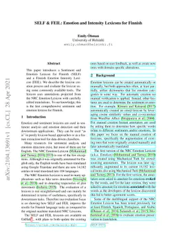 SELF & FEIL: Emotion and Intensity Lexicons for Finnish