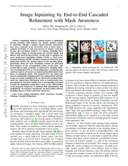 Image Inpainting by End-to-End Cascaded Refinement with Mask Awareness