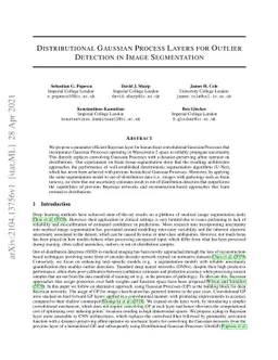Distributional Gaussian Process Layers for Outlier Detection in Image
  Segmentation