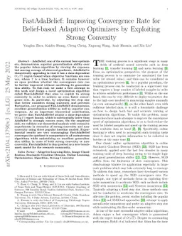 FastAdaBelief: Improving Convergence Rate for Belief-based Adaptive
  Optimizers by Exploiting Strong Convexity