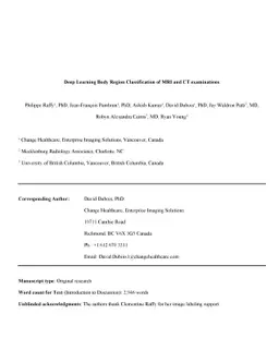 Deep Learning Body Region Classification of MRI and CT examinations