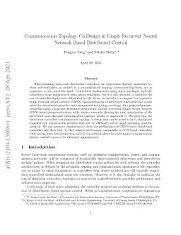 Communication Topology Co-Design in Graph Recurrent Neural Network Based
  Distributed Control